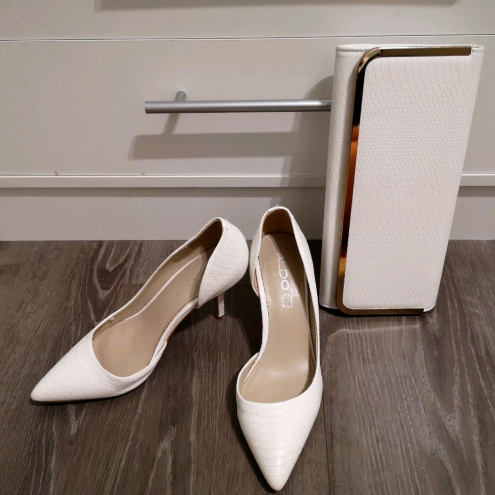 White Aldo kitten heels
